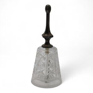 Vintage London Bell By Royal Crystal Rock With Cut Glass Pattern & Metal Handle